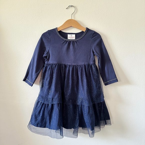 Hanna Andersson Other - Hanna Andersson Tulle Sparkly Blue Ruffle Long Sleeve Dress C003